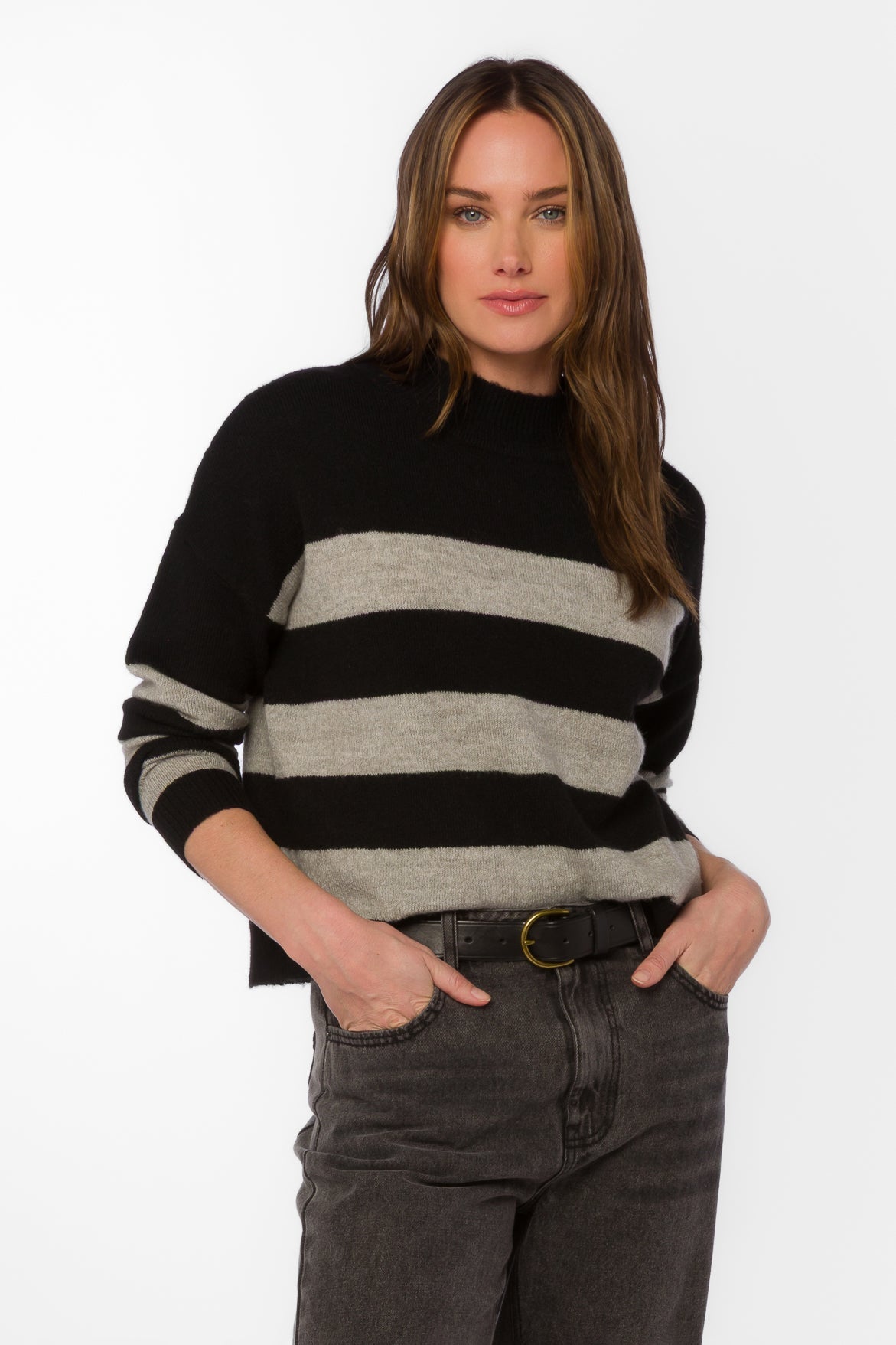 Belinda Black Rugby Stripe Sweater
