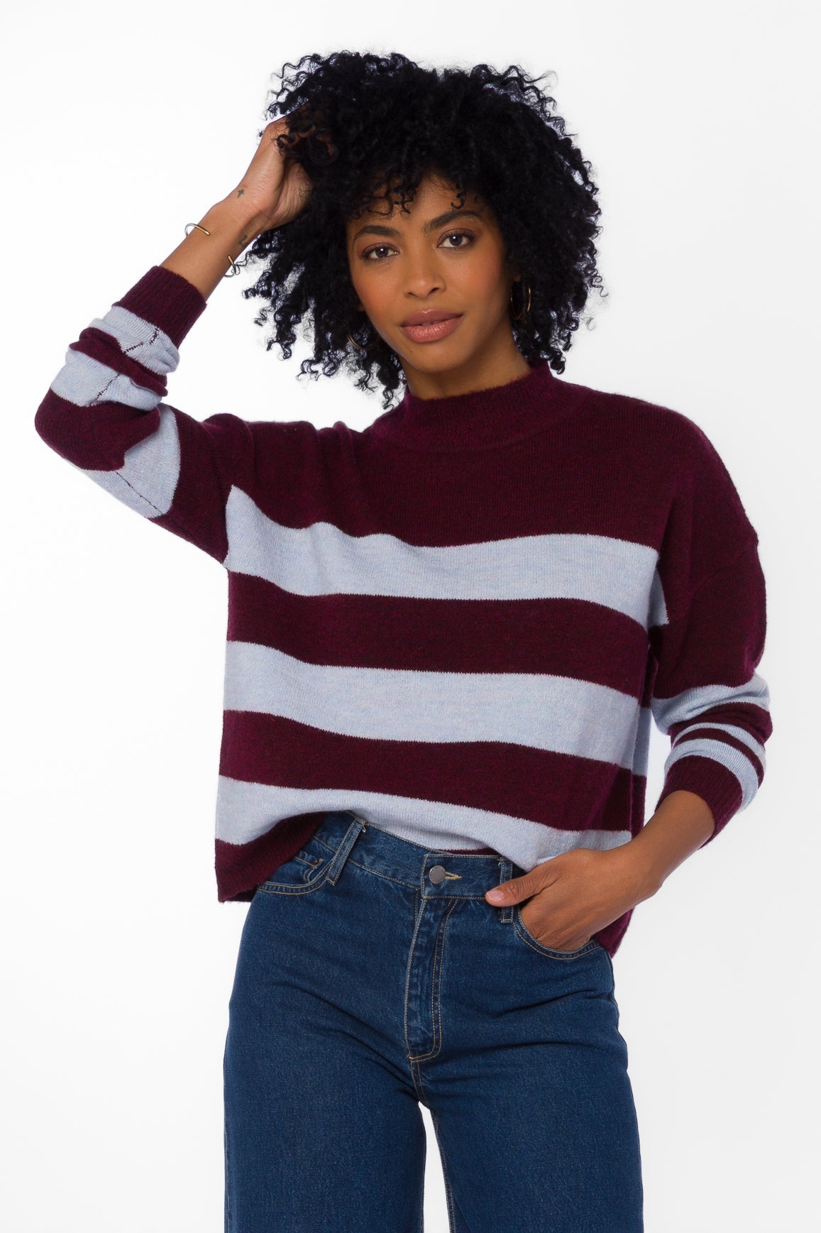 Belinda Bordeaux Rugby Stripe Sweater
