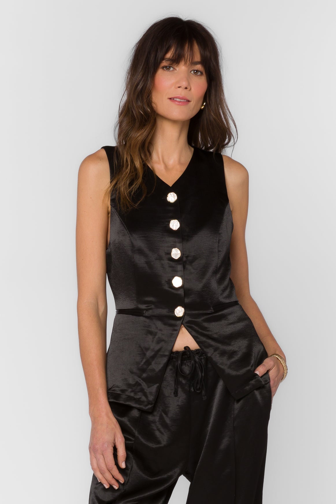 Pisces Black Satin Vest