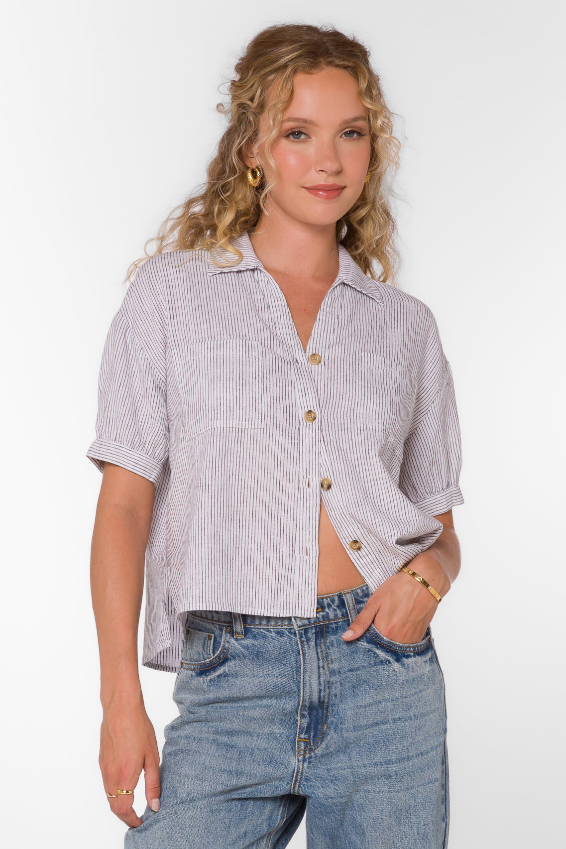 Selena Black Stripe Shirt